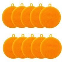 다미샵 원형 실리콘 수세미 오렌지, 10개, 1개입