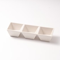키올리 도자기 나눔접시 반찬접시 매트화이트 깊은 사각 3칸, 1개