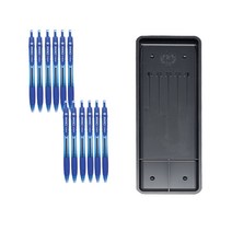 동아 크로닉스 볼펜 1.0mm 12p + 매표화학 펜접시 C형, 블루, 1세트