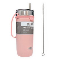 타이소 진공 스텐 핸들 스트랩 텀블러 + 트라이탄 빨대 + 빨대 세척솔, 핑크, 710ml