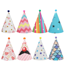 [어린이꼬깔모자] 앤도파티 파티용 꼬깔 모자 8종 세트, 혼합 색상, 1세트