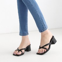 멜팅나인 여성용 스퀘어앞코 스키니스트랩 조리뮬 TA앞띠쪼리 6cm