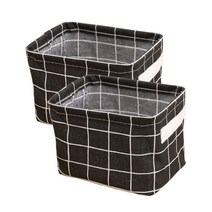 미네뜨 드벨리끄 접이식 사각 코튼 패브릭 바스켓, 블랙, 2개