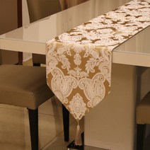유러피안 패턴 테이블 러너, 커피, 32 x 210 cm