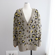 이얀 호피 따뜻 쫀쫀 임산부 겨울 가디건