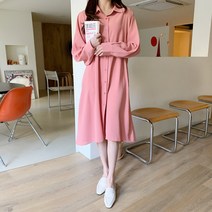 리네코 셔츠 롱 플레어 원피스 OPS6024K11