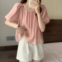 에이홉 스퀘어넥 반팔 블라우스