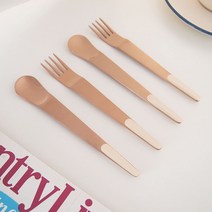 보겐 슈가 로즈골드 티스푼 2p + 포크 2p 세트 크림, 1세트, 티스푼 2p + 티포크 2p