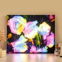 아트조이 DIY LED 캔버스형 보석십자수 40 x 50 cm, 레인보우 로즈, 1개