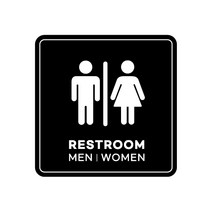 피노마켓 아크릴 안내 표지판 정사각형 검정색, 010 RESTROOM, 1개