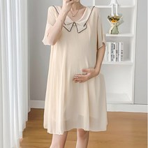 고급스러운 셔링 쉬폰 드레스 임산부 원피스