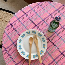 탑시가 인테리어 소품 빈티지 체크 피크닉 식탁보, 핑크, S