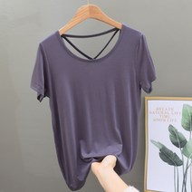 알로데 여성용 백크로스 라인 모달 반팔티셔츠