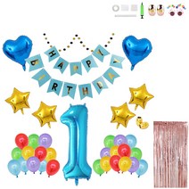 미니띠네 해피벌스데이 스타 종이 가랜드 홈파티 세트, 블루, 1세트