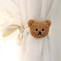 쿼르디 인테리어 귀여운 곰 인형 커튼끈, 브라운, 2개