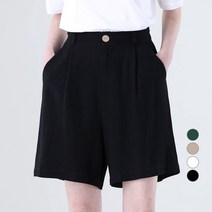 어썸어라운드 여성용 린넨 핀턱 반바지