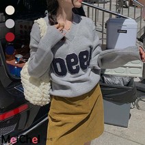 메이첼 여성용 1990 브이넥 캐주얼 긴팔 니트 티셔츠 01533
