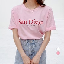 바블링브룩 여성용 디아고 레터링 베이직 코튼 반팔 티셔츠