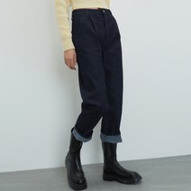 미쏘 여성용 롤업 핀턱 일자핏 데님