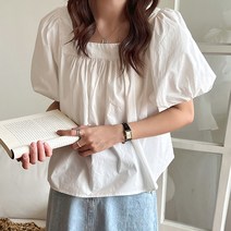 레몬소울 빅사이즈 야흐로 퍼프 스퀘어 블라우스