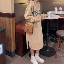앤드스타일 여성용 비거로고 후드 롱 원피스 261259