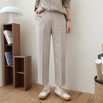 빼빼 여성용 뒷밴딩 데일리 모직 스판 슬랙스 팬츠