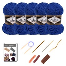 마마니트알리제 라나골드 실 5p 목도리 DIY 세트, 1세트, 141 블루