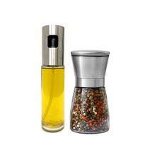 카페로메오 투명 오일 스프레이 용기 + 스테인레스 후추 그라인더, 1세트