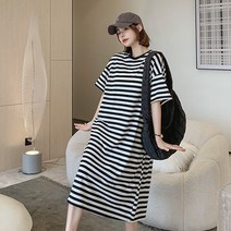 레몬소울 디모 스트라이프 반팔 원피스