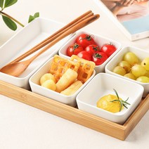 로얄베일 5구 나눔찬기 4p + 직사각 찬기 + 트레이 세트, 화이트, 1세트