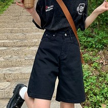 모네타 여성용 5부 스트레이트 데님바지