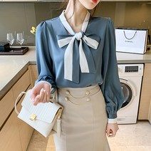 레몬소울 빅사이즈 라쿠 리본 퍼프 블라우스