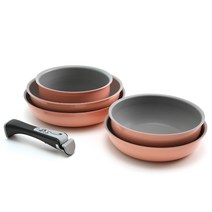 리빙스토리 홈셰프 IH 인덕션 겸용 분리형 냄비프라이팬 6종 세트, 혼합색상, 냄비20cm + 전골냄비22cm + 프라이팬24cm + 궁중팬26cm + 프라이팬28cm + 탈부착 손잡이