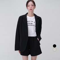 어썸어라운드 여성용 린넨 자켓 반바지 세트