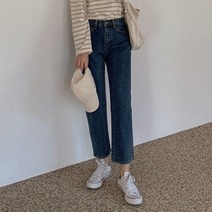 큐니걸스 여성용 155Line 사이드슬릿2 보이핏 데님 팬츠