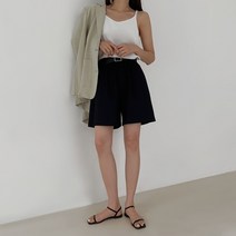 바블링브룩 여성용 벨트 세트 코튼 밴딩 숏 팬츠