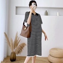 에어 임부 스트라이프 피케 원피스