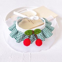 랜보어 반려동물 체리 체크 레이스 케이프 M, 그린, 1개