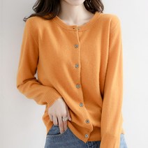 마켓A 여성용 베이직 라운드넥 니트 가디건
