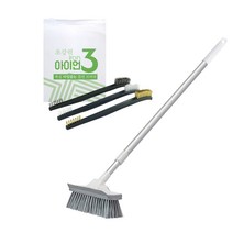 모나코올리브 투인원 롱 청소솔 + 아이언 3 욕실 타일줄눈 클린브러쉬, 화이트(롱 청소솔), 1세트