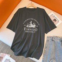 레몬소울 여성용 퍼퍼 프린팅 반팔 티셔츠