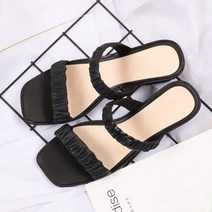 와이제이인터네셔널 여성용 투스트랩 스퀘어 젤리 슬리퍼 힐 YJ0146