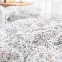 보네브 잔꽃 여름 시어서커 순면 이불, 연블루