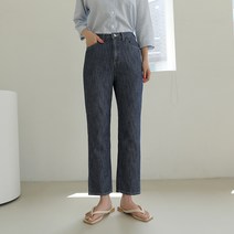 빼빼 여성용 뒷밴딩 린넨터치 보이핏 데님팬츠
