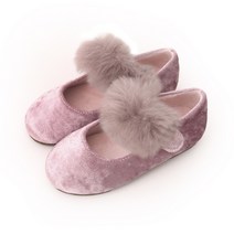 빔보빔바 여아용 벨벳퍼플랫 털구두