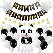 정월나나 기념일 생일파티 팬더 풍선세트, 화이트 + 블랙, 1세트