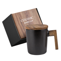 착한살림 우드 손잡이 세라믹 머그컵 350ml, 1개, 블랙