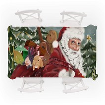 호호호 산타클로스 해피 크리스마스 테이블커버 식탁보, 타입E, 100 x 140 cm