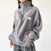 플랜데이 오버핏 동글 자수 패치 아노락 후리스 반집업