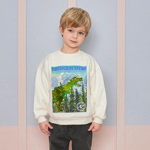 마리앤모리 남아용 다이노 스팽글 기모 티셔츠